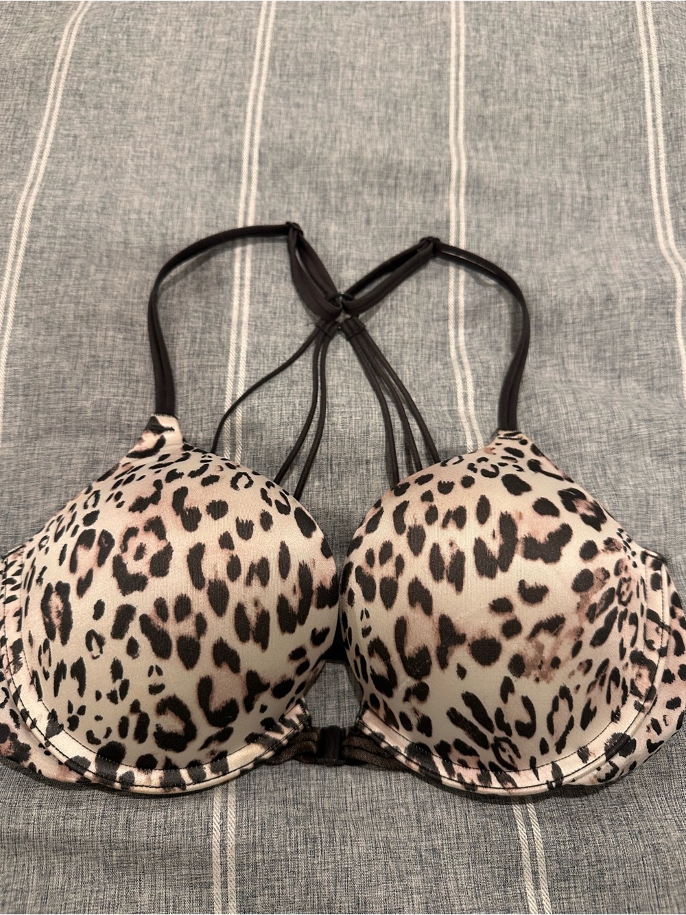 Victoria's Secret Leopard Print Push-Up Bra - Black & Cream